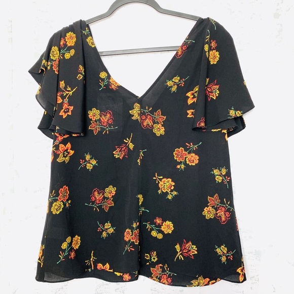 NWT A.L.C. Clara V-Neck Floral-Print Silk Top - Picture 8 of 8